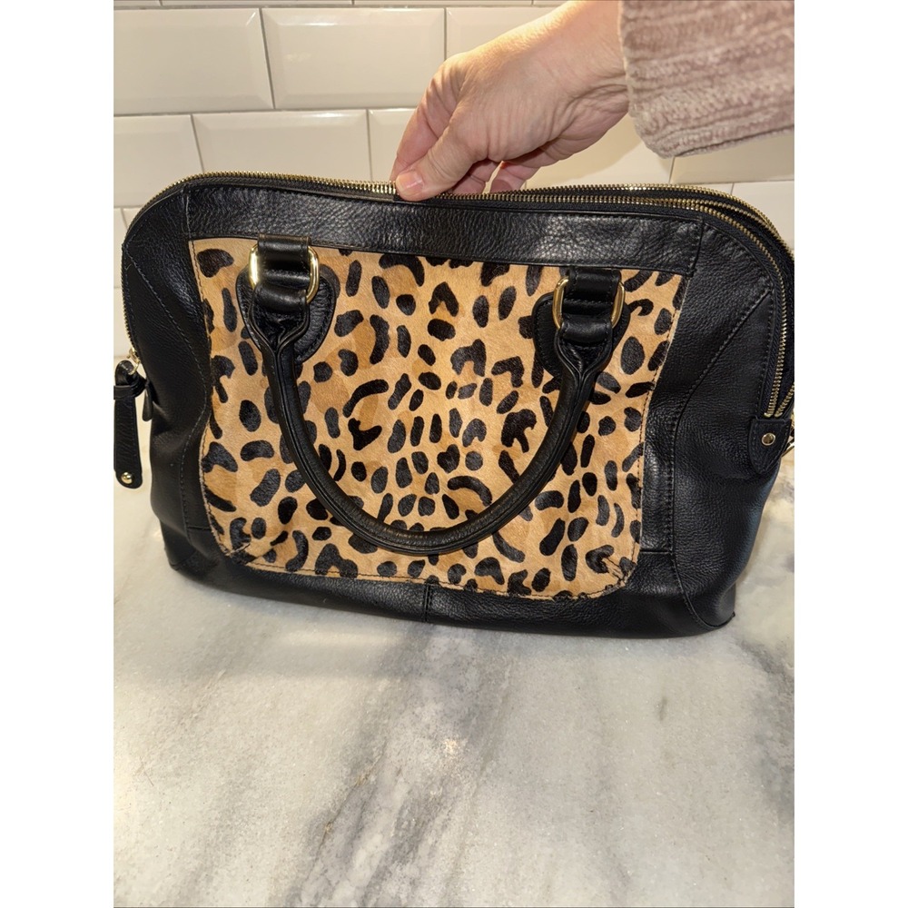 Audrey‎ Brooks Leopard Skin/black Leather Purse New With Tags - Picture 14 of 16
